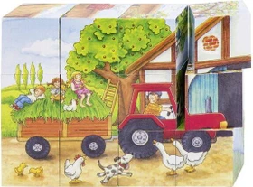 Goki Würfelpuzzle Jahreszeiten auf dem Bauernhof