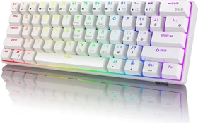 RK Royal Kludge RK61 60% Wireless, weiß, LEDs RGB, hot-swap, RK BROWN, USB/Bluetooth, US