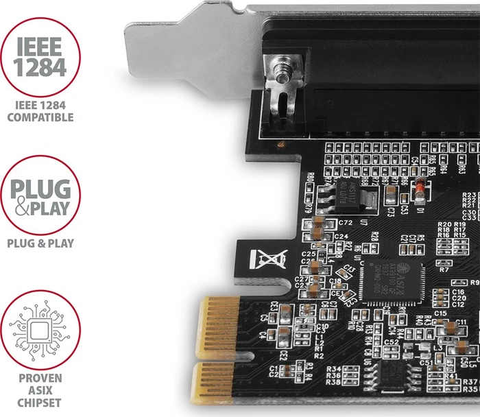 Axagon 1x parallel DB25, PCIe 2.0 x1
