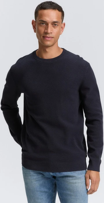 Tom Tailor Bio-Baumwolle Strickpullover knitted navy melange (Herren)