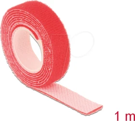 DeLOCK Klettband auf Rolle, 13mm, 1m, rot