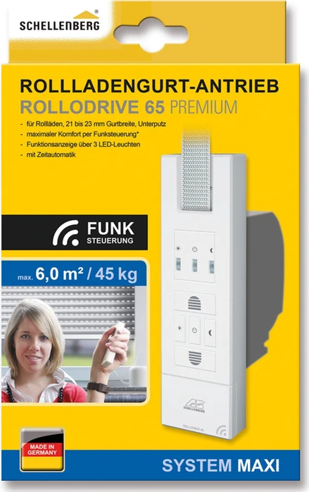 Schellenberg Rollodrive 65 Premium Funk-Rollladengurtantrieb, elektrischer Gurtwickler (22767)