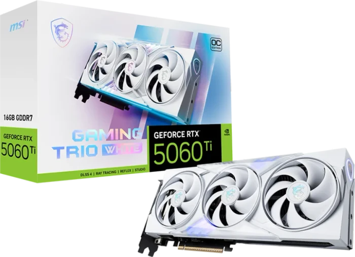MSI GeForce RTX 5060 Ti 16G Gaming Trio OC White, G506T-16GTCW, 16GB GDDR7, HDMI, 3x DP