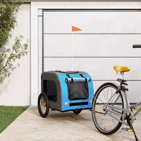 vidaXL Hunde 69x133.5cm Fahrradanhänger blau/grau