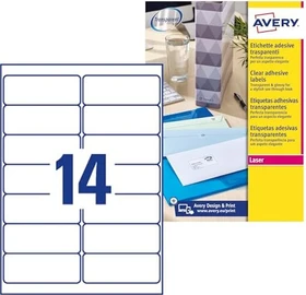 Avery-Zweckform Adressetiketten Sonderformat, 99.1x38.1mm, transparent, 25 Blatt (350 Etiketten)