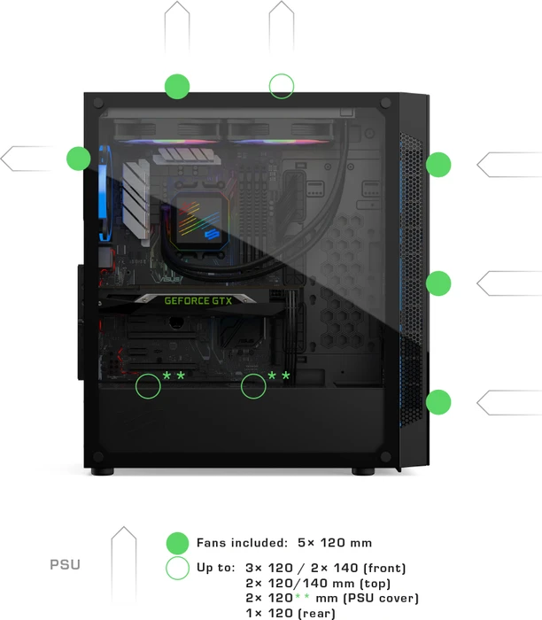 Endorfy SilentiumPC Armis AR6X TG RGB, Glasfenster