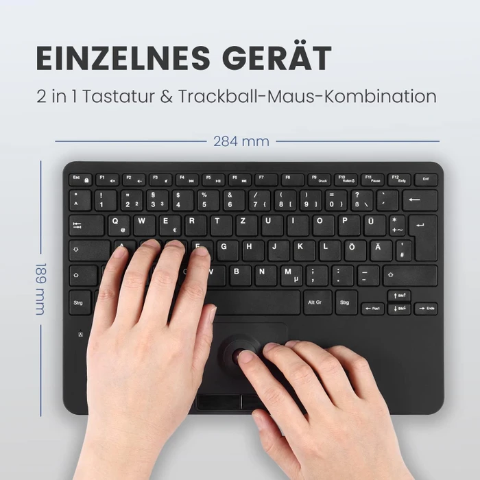 Perixx Periboard-526 Wired Mini Membrane Trackball Keyboard, schwarz, USB, UK