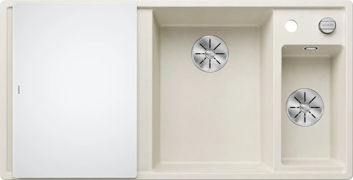 Blanco Axia III 6 S InFino Becken rechts mit Ablauffernbedienung softweiß inkl. Glasschneidebrett