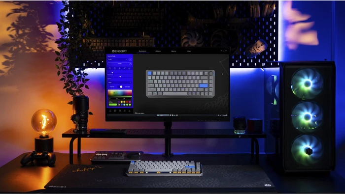 Endorfy Thock V2 75% Wireless, PBT, grau, LEDs RGB, hot-swap, Endorfy YELLOW, USB/Bluetooth, DE