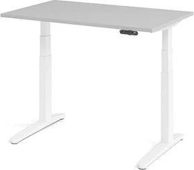 Hammerbacher Ergonomic Aktiv XBHM12 elektrisch höhenverstellbarer Sitz-Steh-Schreibtisch 120x80cm grau/weiß