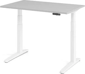 Hammerbacher Ergonomic Aktiv XBHM12 elektrisch höhenverstellbarer Sitz-Steh-Schreibtisch 120x80cm grau/weiß