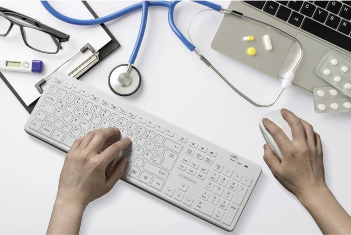 Renkforce RF-WRK-300 kabellose Hygiene-Tastatur, weiß, USB, DE