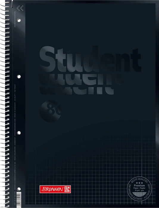 Brunnen Student Colour Code Collegeblock, A4, Lineatur 28, onyx, 80 Blatt
