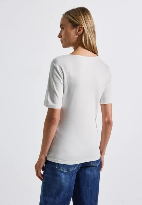 Street One Herzausschnitt T-Shirt kurzarm off white (Damen)