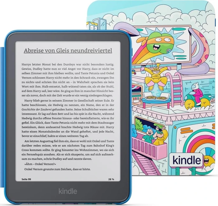 Amazon Kindle Paperwhite 13. Gen, 16GB Flash, ohne Werbung, Kids Edition, inkl. Hülle Schnurriwelt [2026]