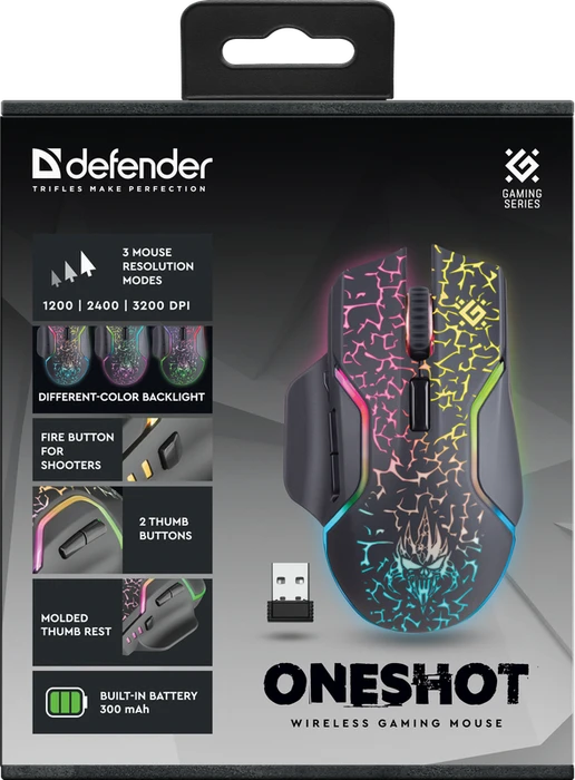 Defender Oneshot GM-067 Wireless Gaming Mouse schwarz, USB