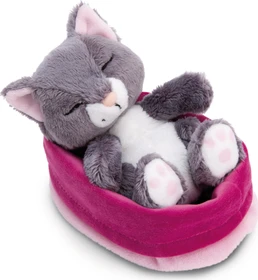 Nici Sleeping Kitties graue Katze im rosa Körbchen 14.5cm