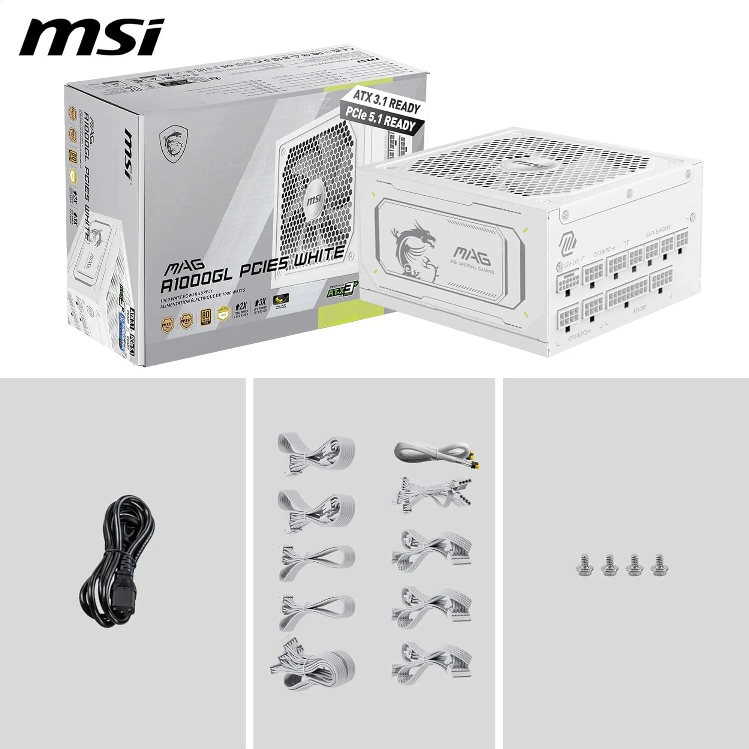 MSI MAG GLS PCIE5 A1000GLS 1000W MSI MAG A1000GL PCIE5 ［1000W