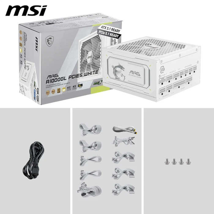 MSI MAG A1000GL PCIE5 White 1000W, ATX 3.1