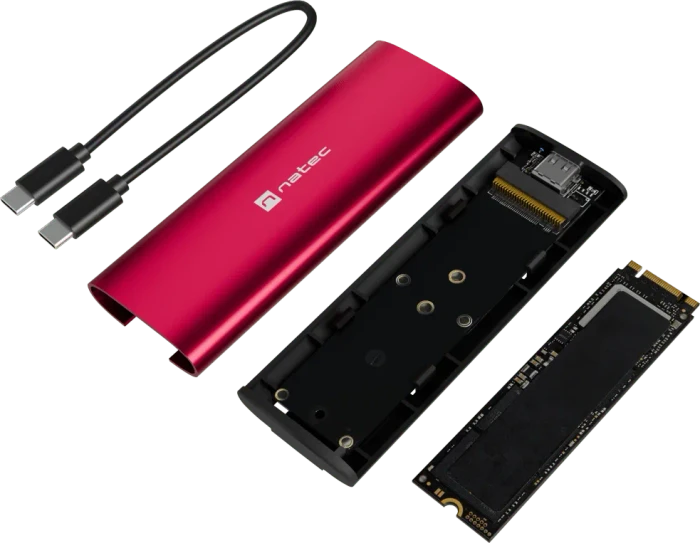 Natec Rhino M.2 NVMe Lite, Ruby Red, USB-C 3.1