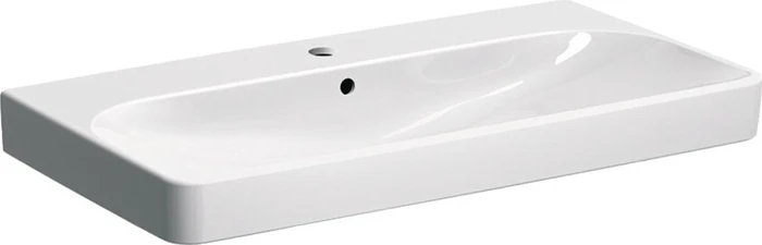 Geberit Smyle Square Waschtisch 90cm, Hahnloch mittig, mit Überlauf, weiß