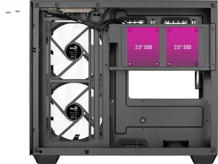 AeroCool Dryft Mini [V1], Lüfter LED Fixed RGB, Glasfenster