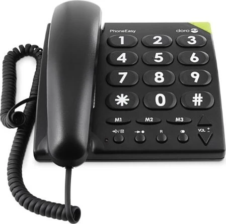 Doro PhoneEasy 311c Großtastentelefon | schnurgebunden | Direktwahltasten | hörgerätekompatibel | schwarz
