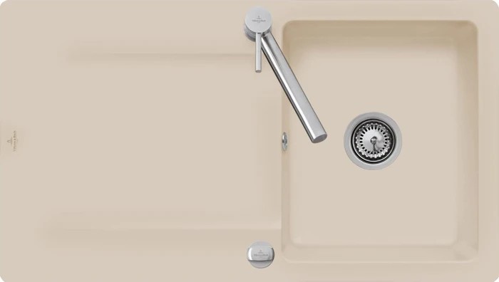 Villeroy & Boch Siluet 50 Einbau Becken reversibel mit Ablauffernbedienung almond