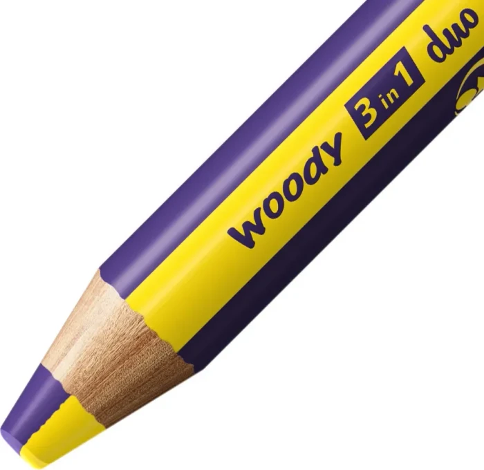 STABILO Woody 3in1 Duo Wachsmalstift gelb/violett