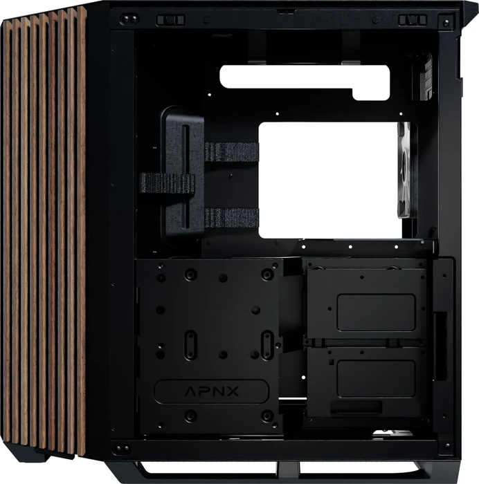 APNX V3 Black/Wood, inkl. 4x Lüfter, Glasfenster