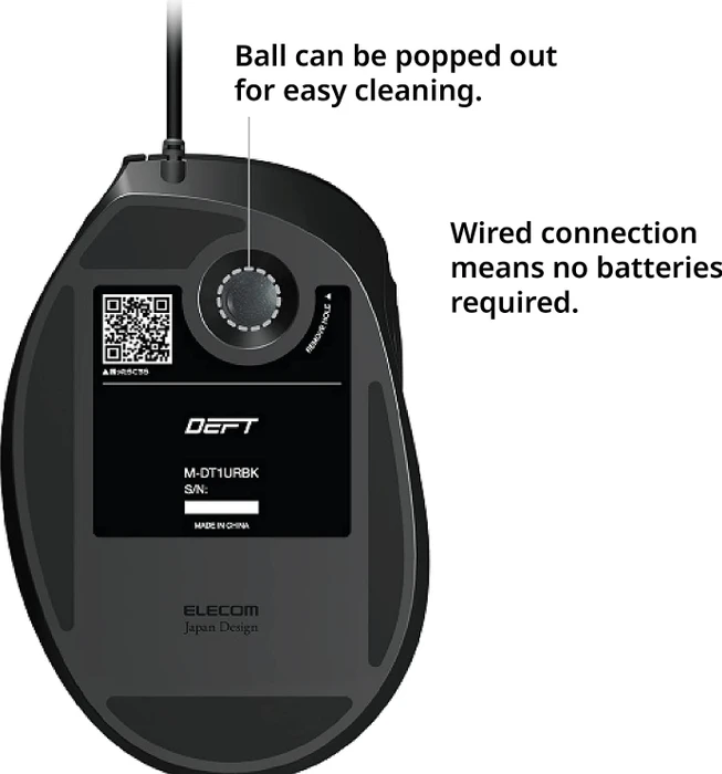 Elecom DEFT M-DT2URBK Trackball schwarz, Rechtshänder, USB-A