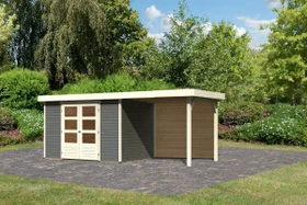Karibu Askola 4 Gartenhaus inkl. Anbau 2.4m + Rückwand terragrau