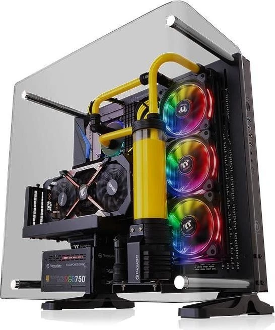 Thermaltake Core P3 Tempered Glass Curved Edition schwarz, Glasfenster