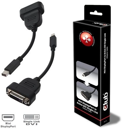 Club 3D aktiver Mini DisplayPort/Single-Link DVI Adapter