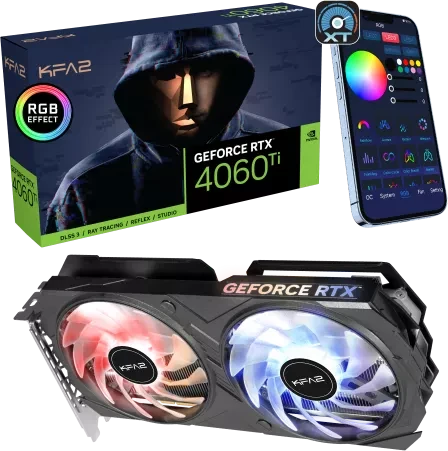 KFA2 GeForce RTX 4060 Ti EX (1-Click OC), 16GB GDDR6, HDMI, 3x DP