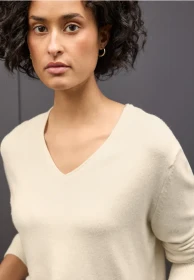 Street One Kuscheliger V-Neck Pullover soft beige (Damen)