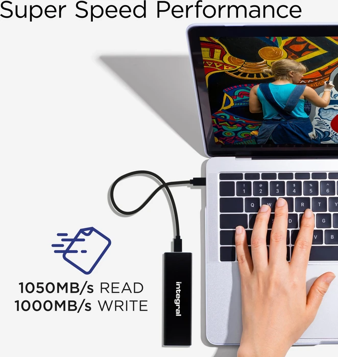 Integral SlimXpress Portable SSD, 1TB, USB-C 3.1
