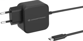 Conceptronic 67W GaN USB-PD-Ladegerät eingebautes USB-C-Kabel schwarz