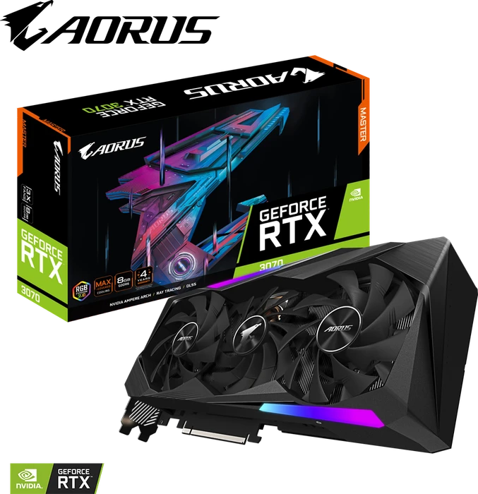 GIGABYTE AORUS GeForce RTX 3070 Master 8G (Rev. 1.0/1.1), 8GB GDDR6, 3x HDMI, 3x DP