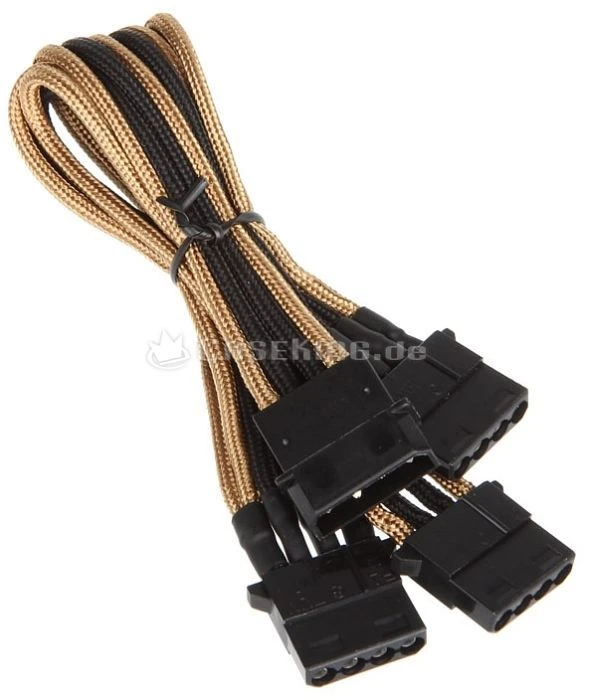 BitFenix Alchemy 4-Pin Molex auf 3x 4-Pin Molex 55cm, sleeved gold/schwarz