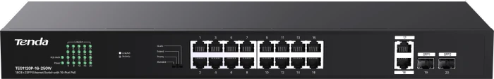 Tenda TEG1100 Rackmount Gigabit Switch, 18x RJ-45, 2x SFP, 230W PoE+