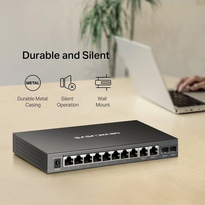 Mercusys Desktop Gigabit Switch, 10x RJ-45, 2x SFP, 110W PoE+