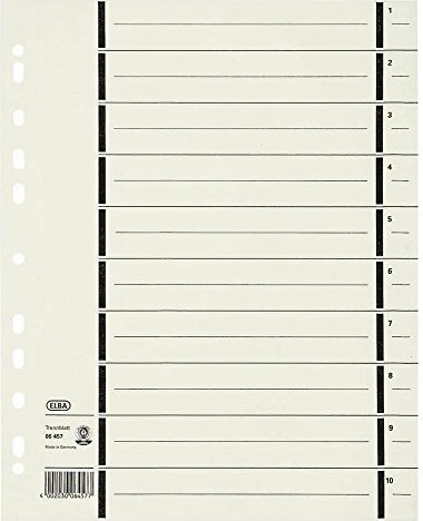 Elba Trennblatt mit Perforation, Lochverstärkung 230g/m², weiß, 100er-Pack