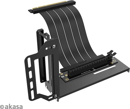 Akasa Riser Black Pro, Riser Card Cable, inkl. PCI-Slot Blende, gewinkelt, PCIe 3.0, 200mm