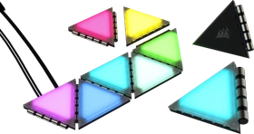 Corsair iCUE LC100 Case Accent Lighting Panels Mini Triangle Starter Kit, RGB-Beleuchtungsset, 9er-Pack, schwarz