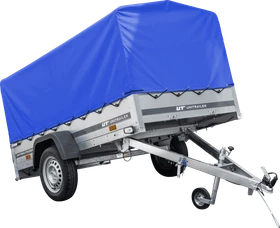 Unitrailer Garden Trailer 230 Kipp mit Stützrad, blauer Hochplane und Hochspriegel