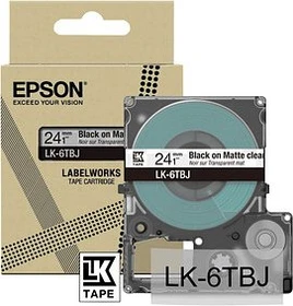 Epson LK-6TBJ Beschriftungsband, 24mm, schwarz/transparent matt