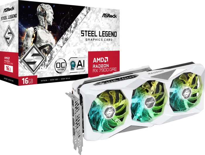ASRock Radeon RX 7900 GRE Steel Legend 16GB OC, RX7900GRE SL 16GO, 16GB GDDR6, HDMI, 3x DP