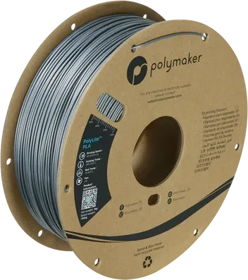 Polymaker PolyLite PLA, Steel Grey, Spule, 1.75mm, 1.00kg