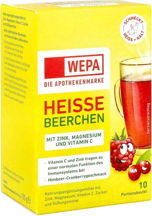 Wepa Heiße Beerchen + Vitamin C + Zink + Magnesium Pulver Beutel, 100g (10x 10g)